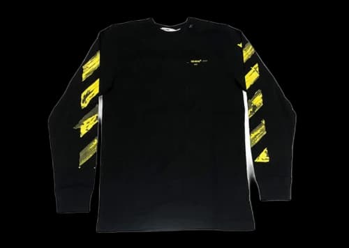 OFF-WHITE Yellow Acrylic Arrow Logo L/S Tee Black