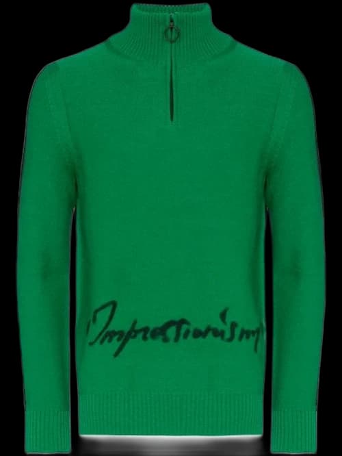 OFF-WHITE Zip Knit Turtleneck Sweater Green/Black