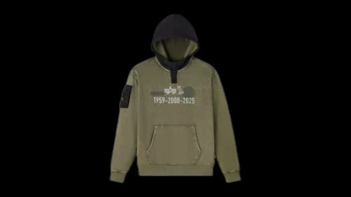 OVO Alpha Industries Garment Dyed Hoodie Olive Green