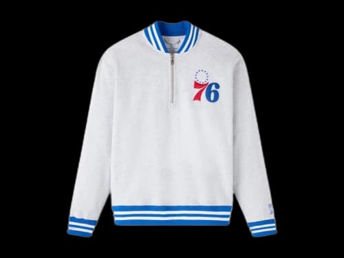 OVO NBA Philidelphia 76ers Quarter-Zip Quarter Zip Mockneck Sweatshirt Ash Heather Grey