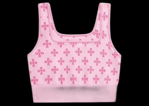 OVO Women's Monogram Rib Knit Crop Top Pale Pink/Dark Pink