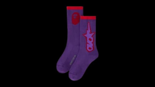 OVO x BAPE-STA Athletic Sock Purple