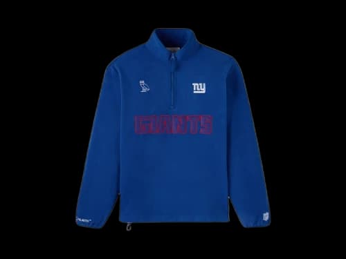 OVO x NFL New York Giants Polartec Mock Neck Quarter-Zip Fleece Blue