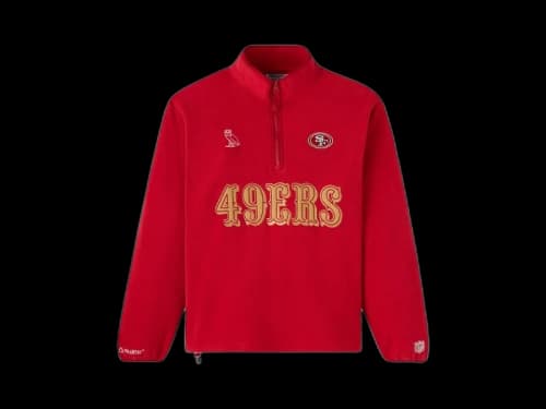 OVO x NFL San Francisco 49Ers Polartec Mock Neck Quarter-Zip Fleece Red