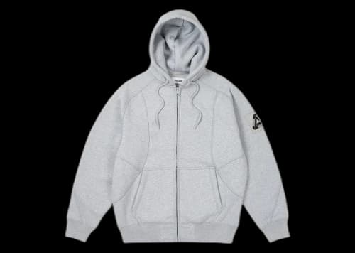 Palace Bonded Sherpa Zip Hood Grey Marl