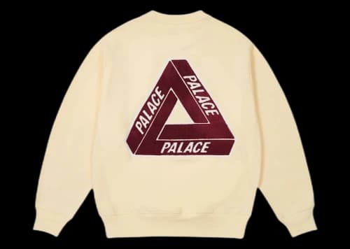 Palace Chenille Tri-Ferg Crew Soft White