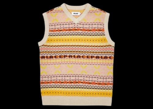 Palace Fairisle Knit Vest Brown