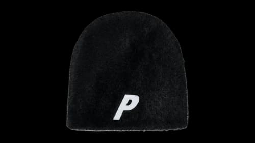 Palace Faux Mohair P Nein Cuff Beanie Black