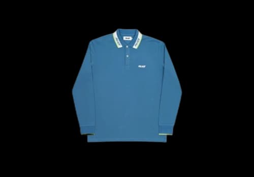 Palace Fluro L/S Polo Blue/White