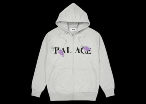Palace Grape Zip Hood Grey Marl