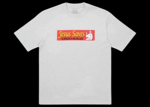 Palace Jesus Saves T-shirt Grey Marl