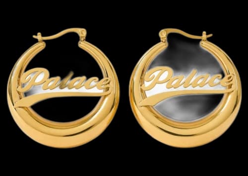Palace Script Hoop Earrings Gold