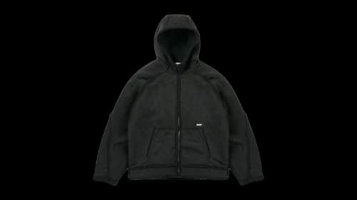 Palace Sherpa Faux Suede Hooded Jacket Black
