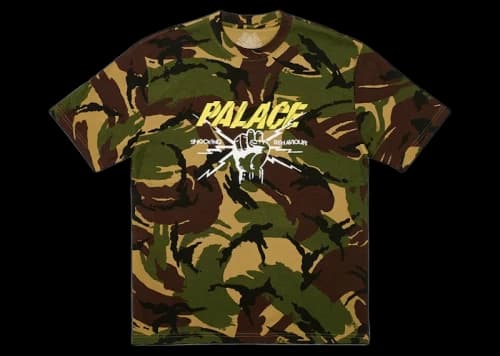 Palace Shocking Behaviour T-Shirt Woodland Camo