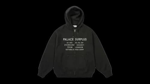 Palace Stamp Waffle Zip Hood Black