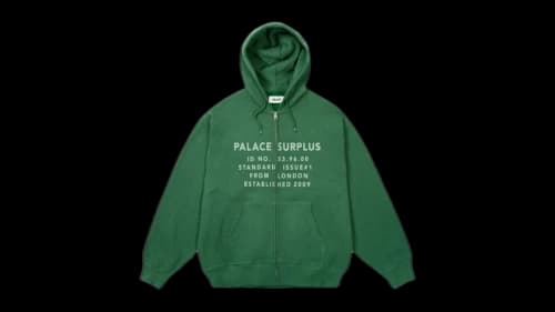 Palace Stamp Waffle Zip Hood Racey Green