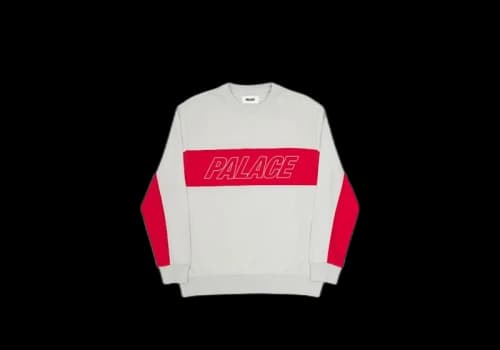 Palace Tri Panel Crew Grey Marl/Red