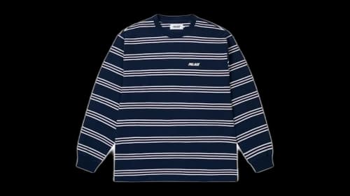 Palace Trio Stripe L/S Tee Navy