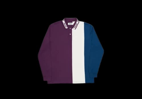 Palace Vertical Tri Stripe L/S Polo Purple/White/Teal
