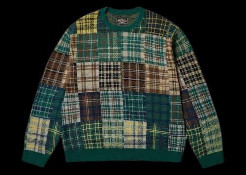 Palace x Beams Plus Crew Patchwork Jacquard Knit Green