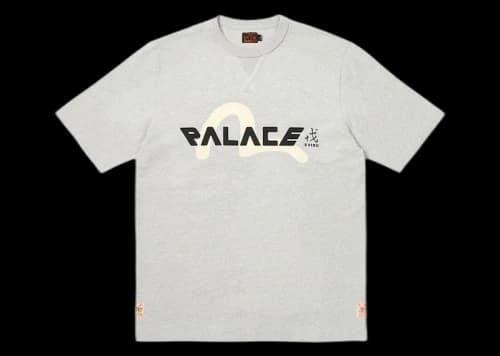 Palace x Evisu Logo T-Shirt Grey Marl