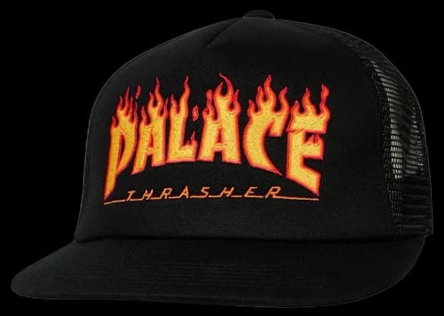 Palace x Thrasher Trucker Black