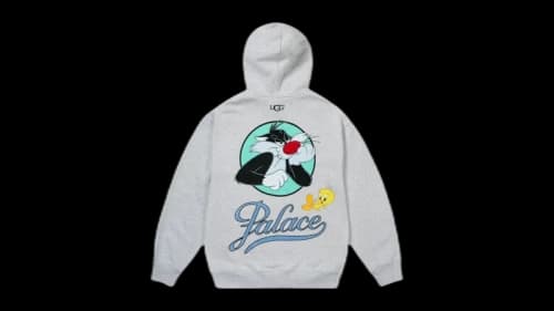 Palace x UGG Looney Tunes Hoodie Grey Marl