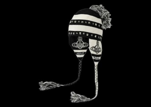 Palace x Vivienne Westwood Orb Knit Earflap Beanie Black/White