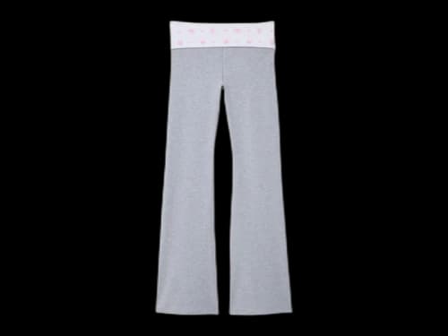 PINK x LoveShackFancy Cotton Foldover Flare Leggings Medium Heather Grey
