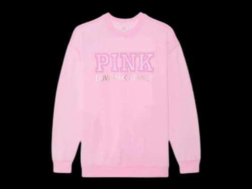 PINK x LoveShackFancy Oversized Crew Sweatshirt Pink Lollipop