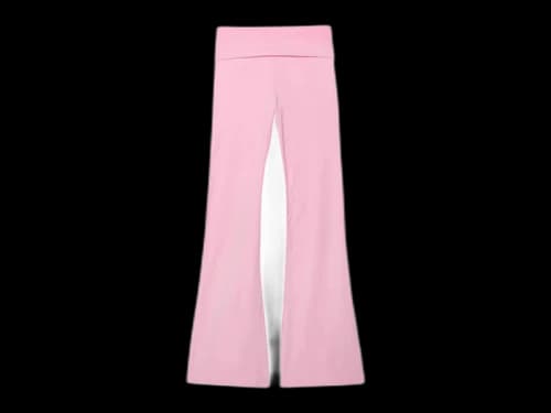 PINK x LoveShackFancy Washed Cotton Foldover Flare Leggings Pink Lollipop