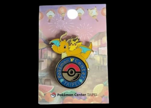 Pokemon Center Taiwan Dragonite Pikachu (Taipei Exclusive) Pin Multicolor