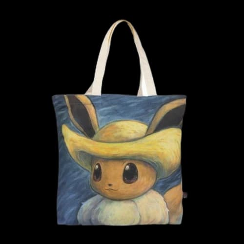 Pokemon Center x Van Gogh Museum: Eevee Inspired by Self-Portrait with Straw Hat Canvas Canvas Tote