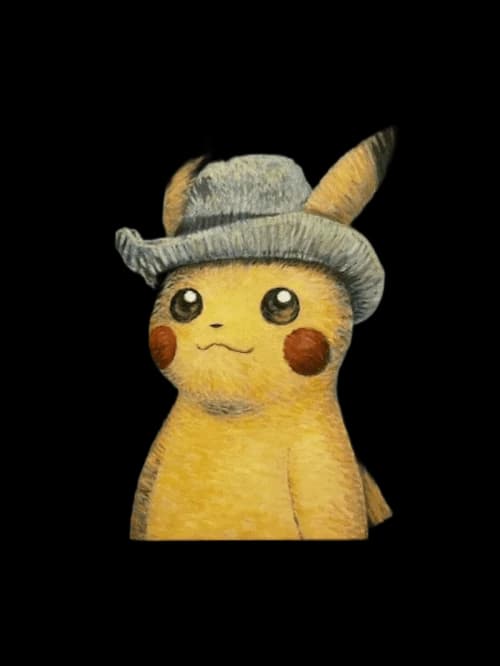 Pokemon Center x Van Gogh Museum: Pikachu Inspired by Self-Portrait with Grey Felt Hat Canvas Wall Art + COA