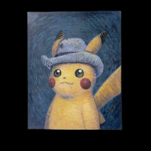 Pokemon Center x Van Gogh Museum: Pikachu Inspired by Self-Portrait with Grey Felt Hat Canvas Wall Art