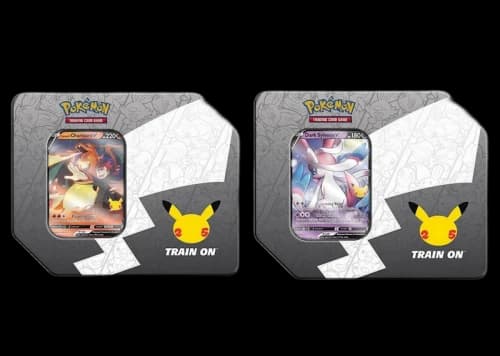 Pokémon TCG 25th Anniversary Celebrations Large Tin Lances Charizard V/Dark Sylveon V 2x Bundle