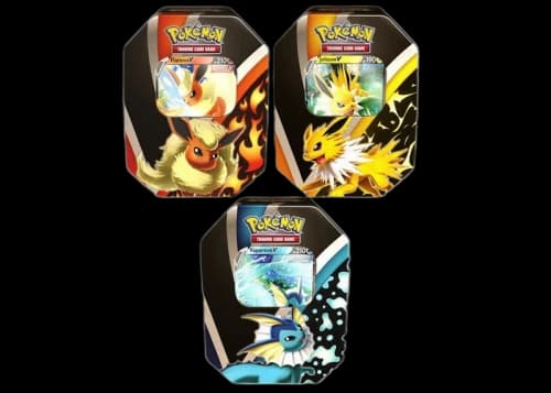 Pokémon TCG Eevee Evolutions Tin Vaporeon V/Jolteon V/Flareon V 3x Bundle