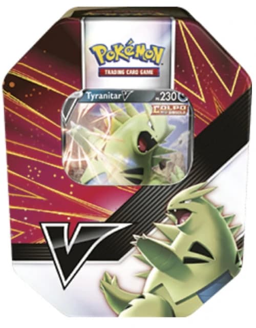 Pokemon TCG V Strikers Tyranitar V Tin (4 Booster Packs European Version)