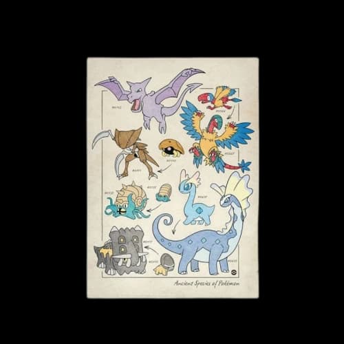 Pokemon x Natural History Museum Ancient Species of Pokemon Art Print