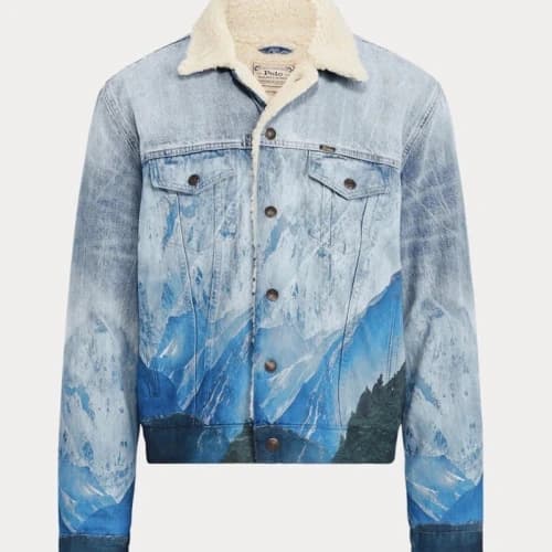 Polo Ralph Lauren Mountain Graphic Print Sherpa Denim Trucker Jacket