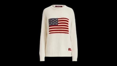 Polo Ralph Lauren Women's Flag Cashmere Crewneck Sweater Cream