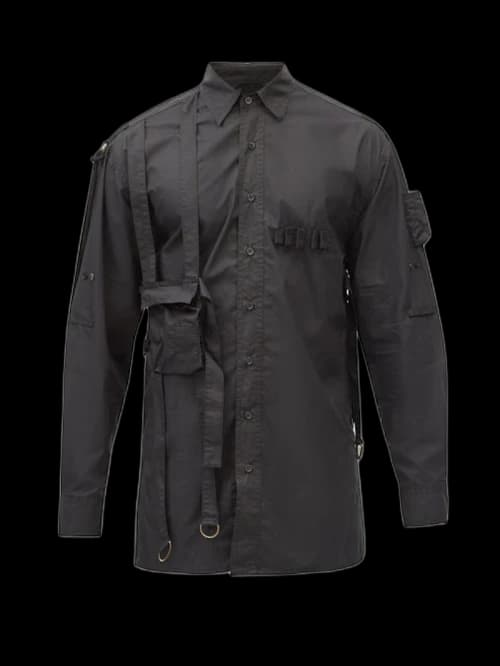 Raf Simons Archive Redux SS03 Buckled-Strap Cotton Shirt Black