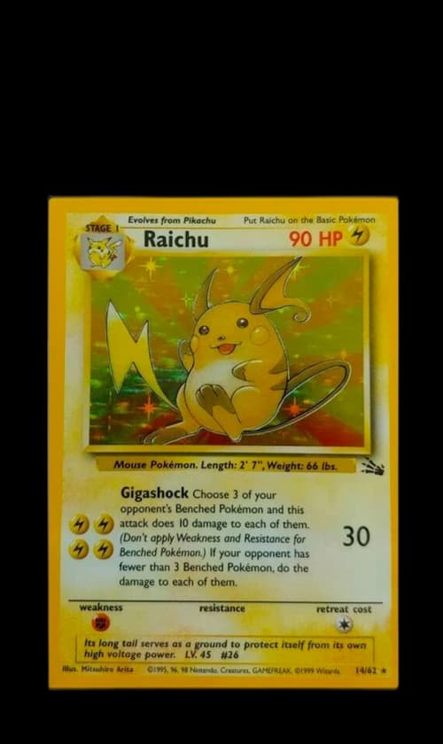 Raichu-Holo 1999 Pokemon TCG Fossil #14/62 (PSA or BGS Graded)