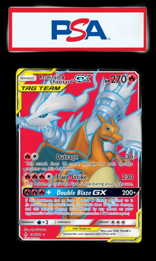 Reshiram & Charizard GX 2019 Pokemon TCG Sun & Moon Unbroken Bonds Full Art #194/214 (PSA or BGS Graded)