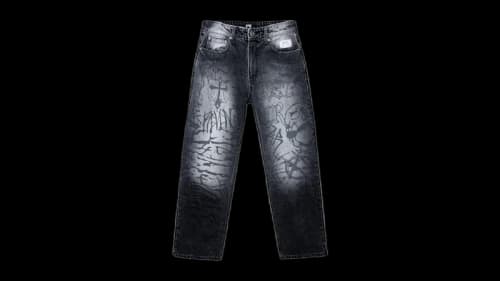 Revenge Graffiti Denim Pant Washed Black/Black