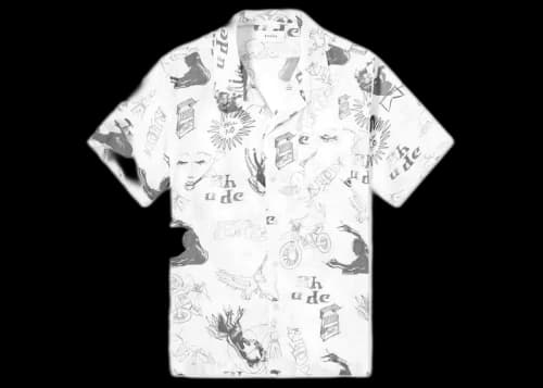 Rhude Doodle Hawaiian Shirt Black/White