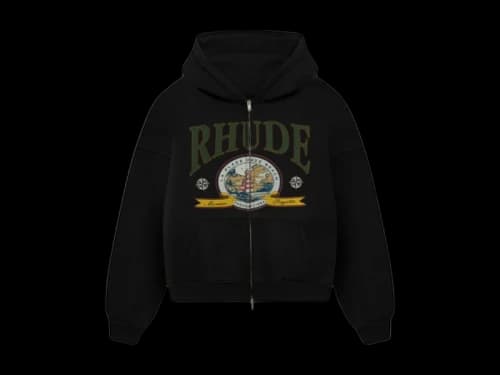 Rhude Monaco Regatta Full Zip Hoodie Vintage Black