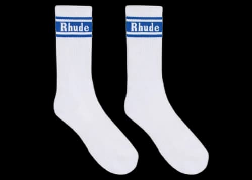 Rhude Stripe Logo Socks White/Blue