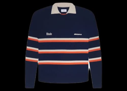 Rhude x McLaren Striped Logo Polo Sweater Blue/Orange