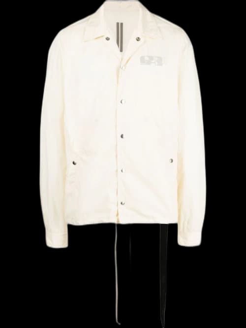 Rick Owens DRKSHDW Logo Print Snap Front Jacket Natural